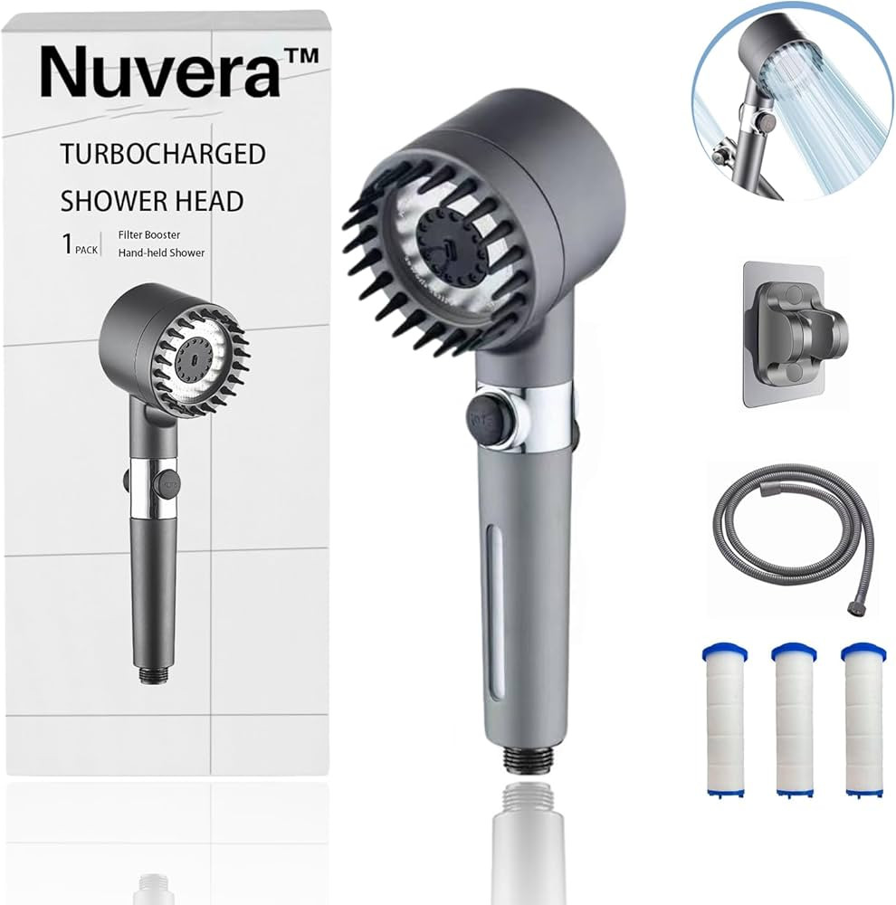 Nuvera - Cabezal de ducha filtrado Nuvera de mano de alta presión con filtro de agua, filtro de ... | Amazon (US)