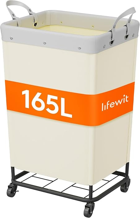 Lifewit 165L Laundry Basket with Wheels, Large Heavy Duty Commercial Rolling Laundry Hamper with ... | Amazon (US)