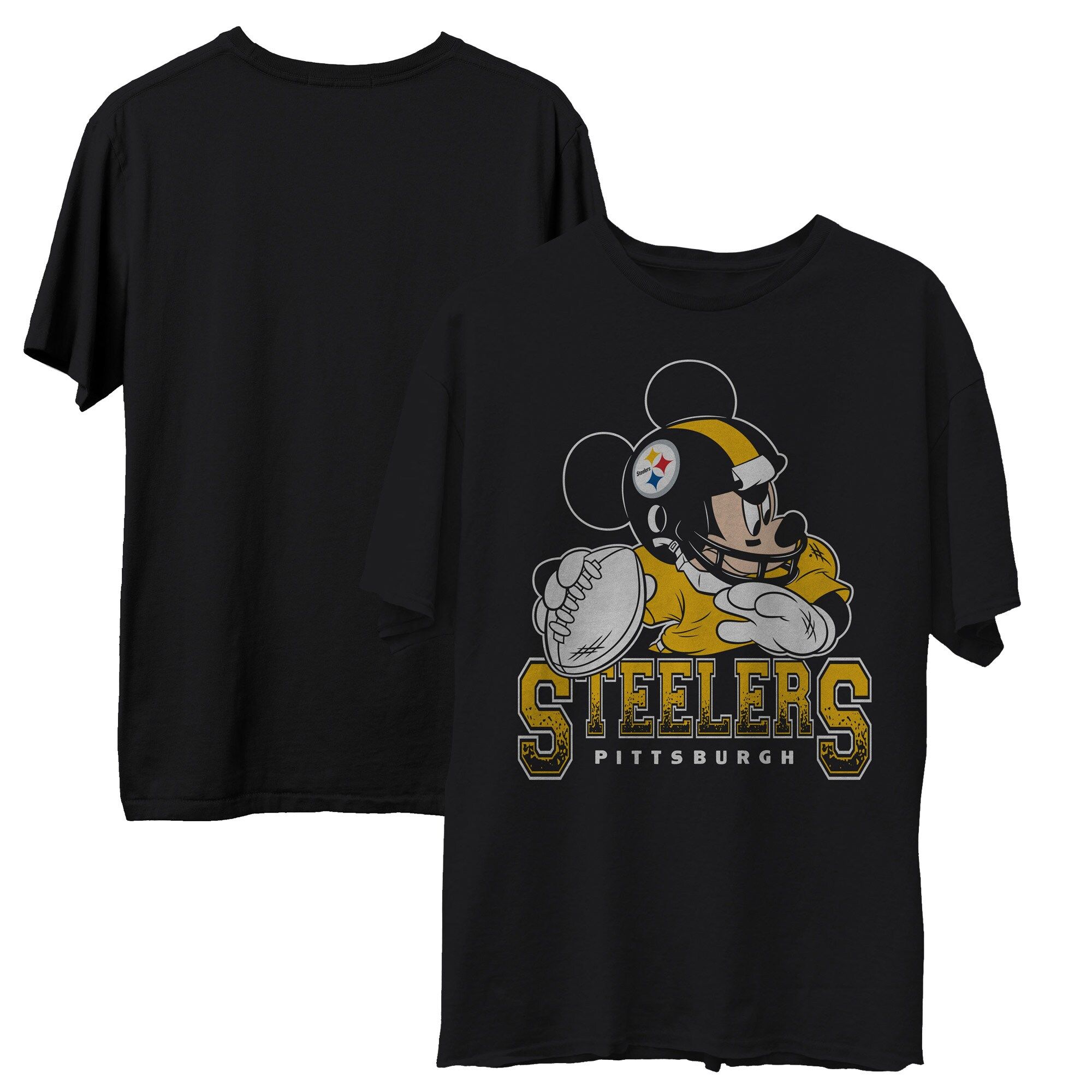 Men's Pittsburgh Steelers Junk Food Black Disney Mickey QB T-Shirt | NFL Shop