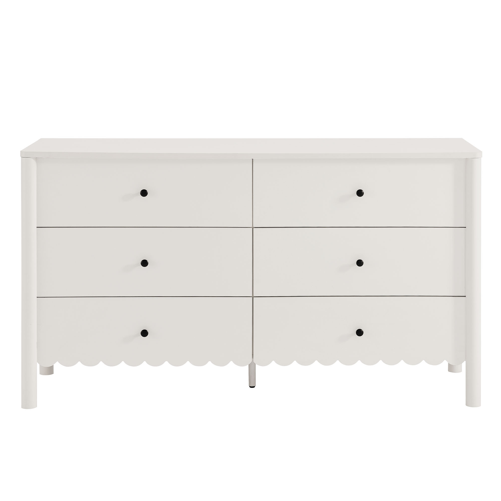 Emmeline Scalloped 6-Drawer Dresser In White | 1stopbedrooms