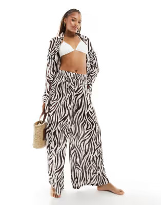 South Beach zebra print beach co-ord in brown | ASOS (Global)