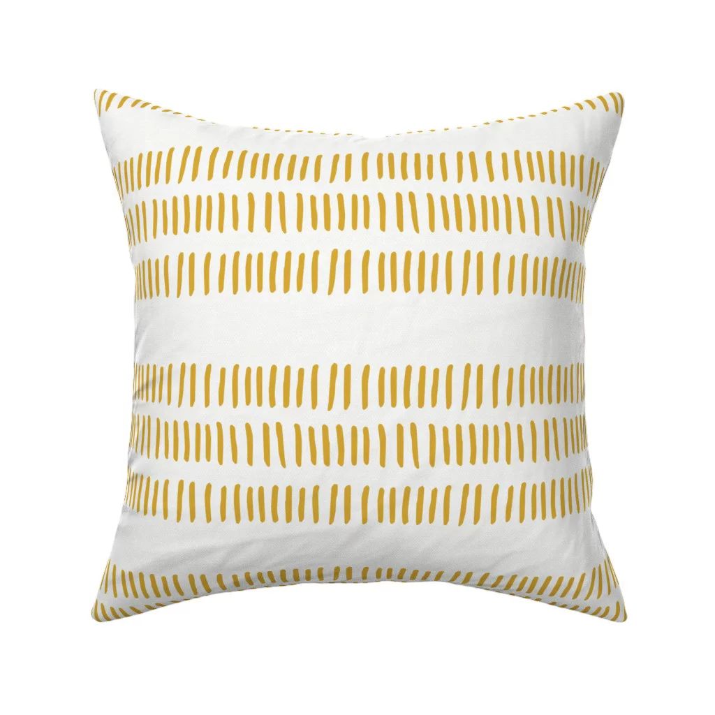 Square Throw Pillow, 18", Linen Cotton Canvas - Modern Farmhouse Gold Stripes Boho Trendy Morocca... | Walmart (US)