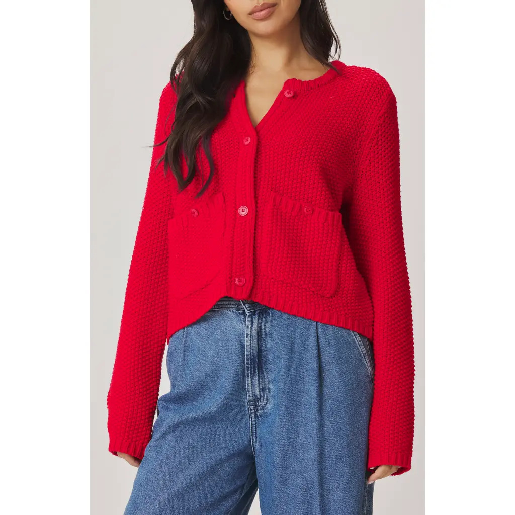 Splendid Angela Chunky Cotton Blend Cardigan in Rouge Red at Nordstrom, Size X-Large | Nordstrom