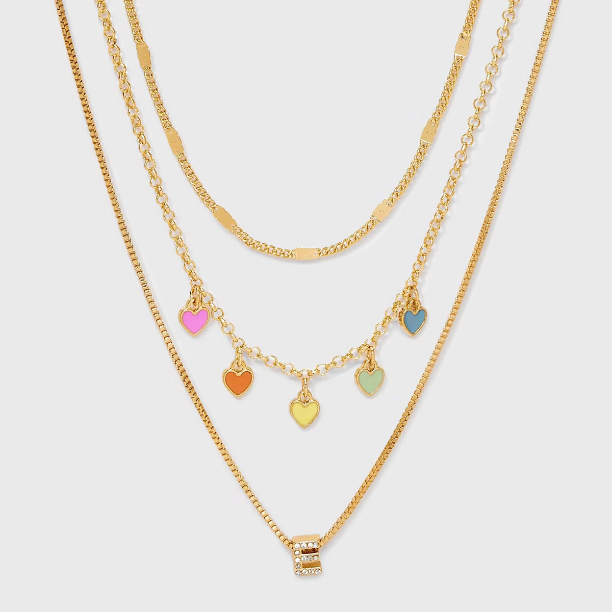 Girls' Multi Hearts Initial Necklace Set - art class™ | Target