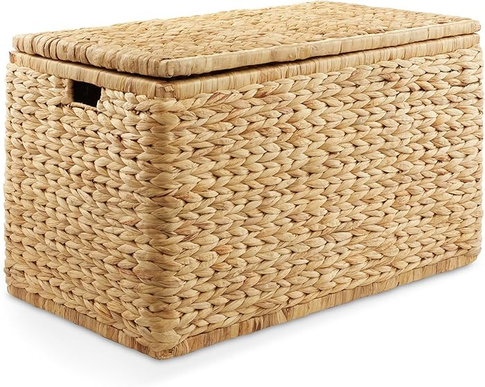 Casafield 30" Storage Chest with Lid, Handles, and Safety Hinge - Natural, Water Hyacinth Wicker ... | Amazon (US)