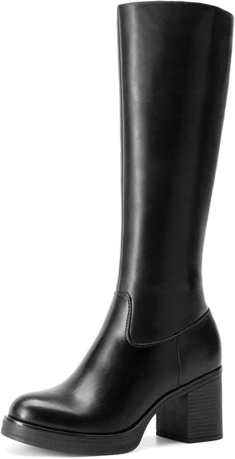 DREAM PAIRS Women's Knee High Boots Chunky Platform Heel Round Toe Boots for Women Side Zipper St... | Amazon (US)