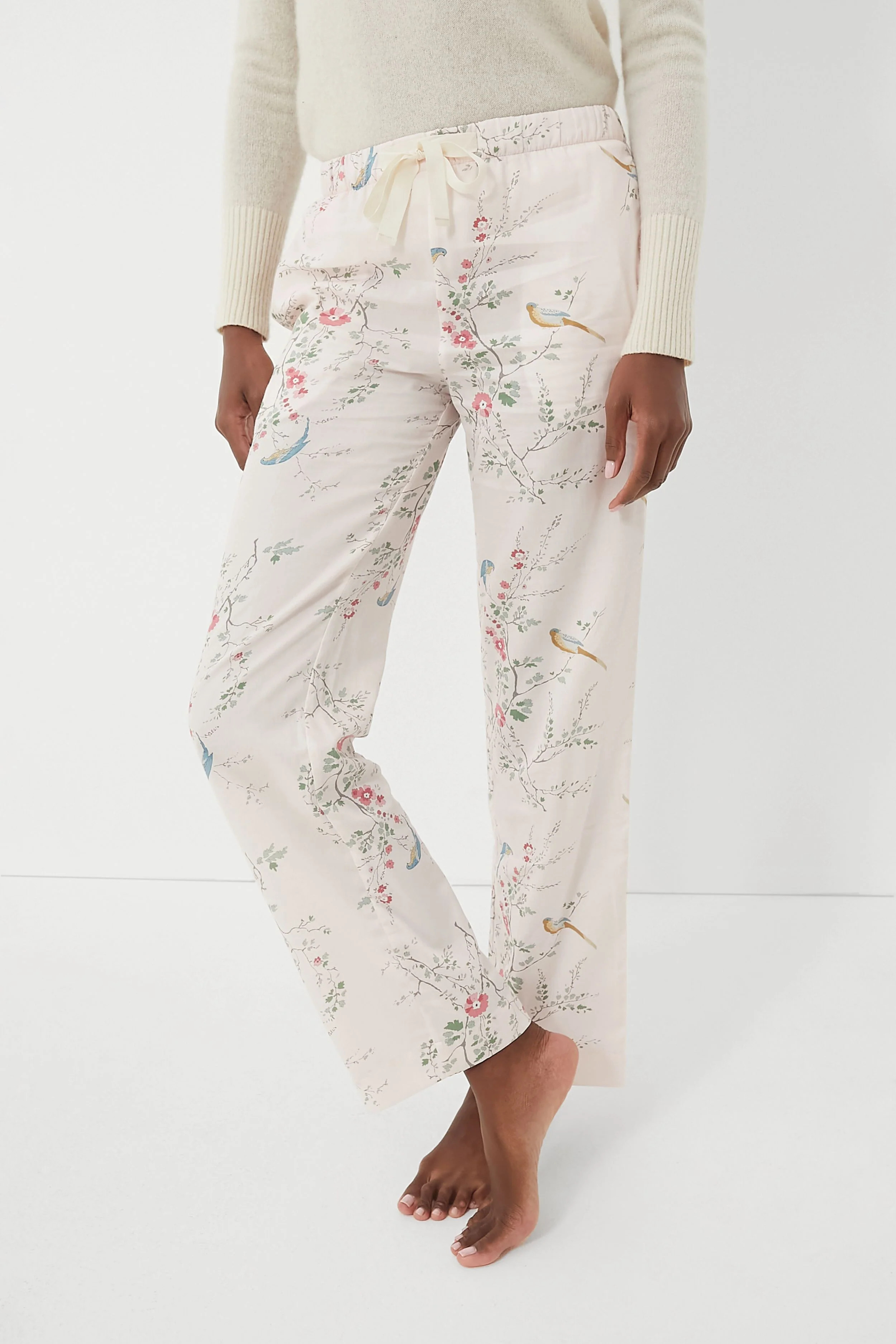 Bird on Flower Pink Verone Cotton Pyjama Pants | Tuckernuck (US)