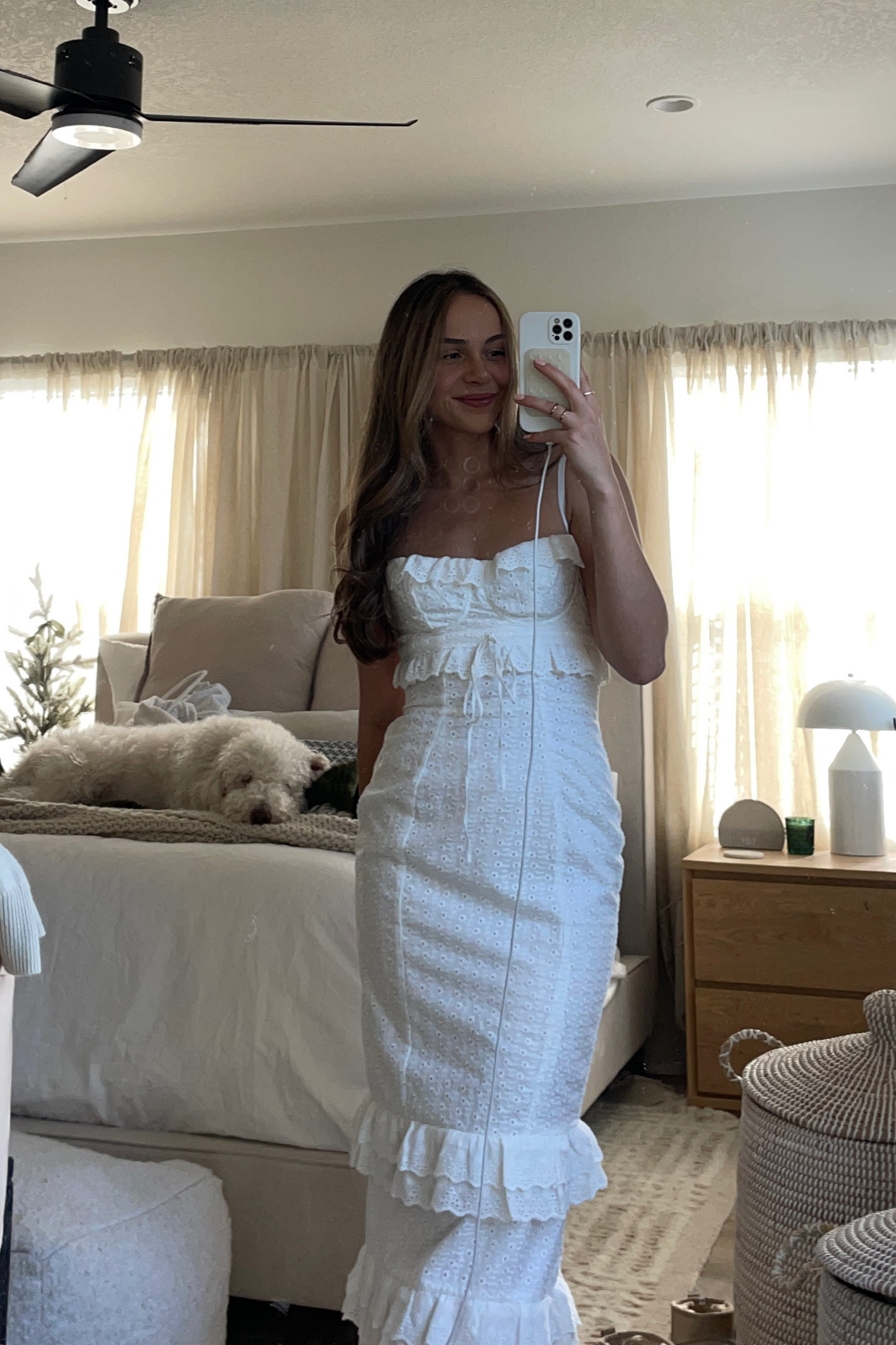 eve ruffle broderie anglaise maxi dress Eve White Broderie Maxi Dress
