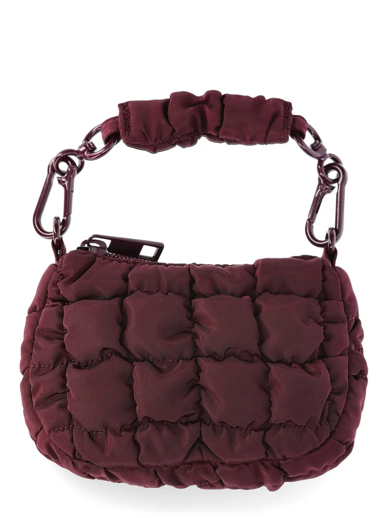 No Boundaries Women's Mini Quilted Hobo Bag Charm, Wine Fusion | Walmart (US)