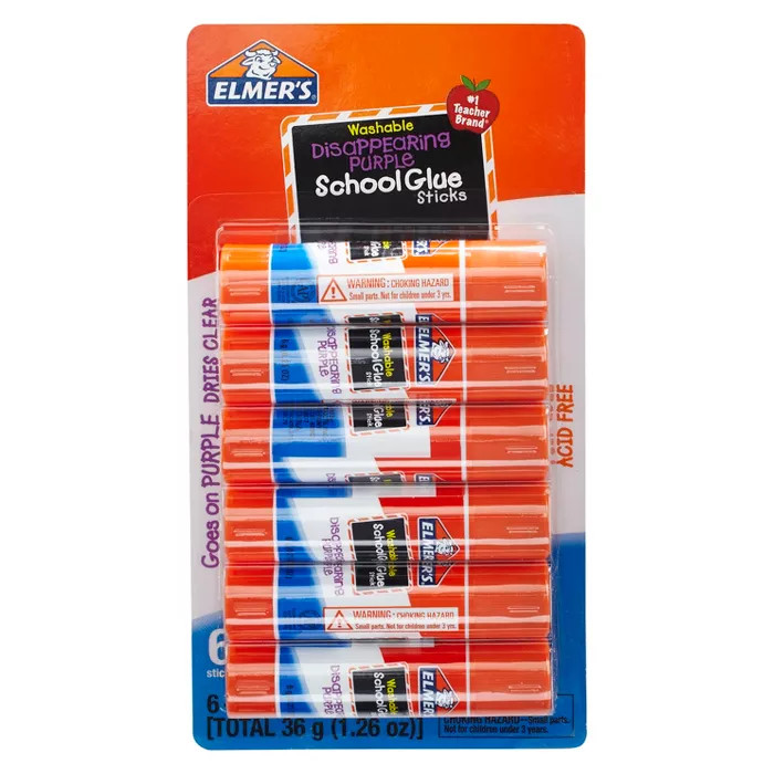 Elmer's 6ct Washable Glue Sticks - Disappearing Purple | Target