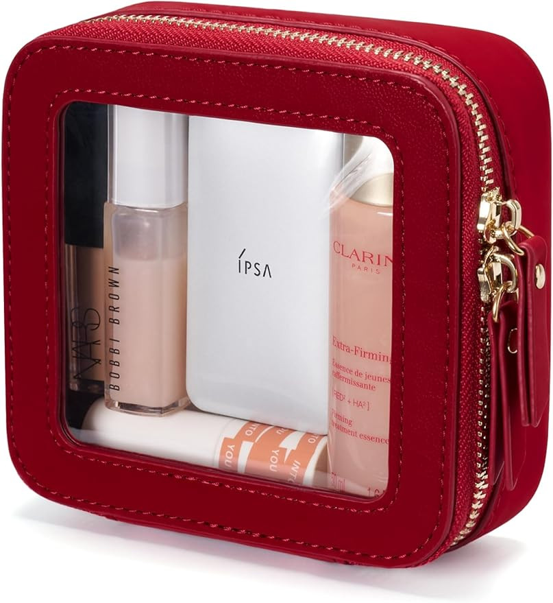 Popvibe Clear Makeup Bag Travel Cosmetic Case Transparent Toiletry Bag with Zipper, Portable Make... | Amazon (US)