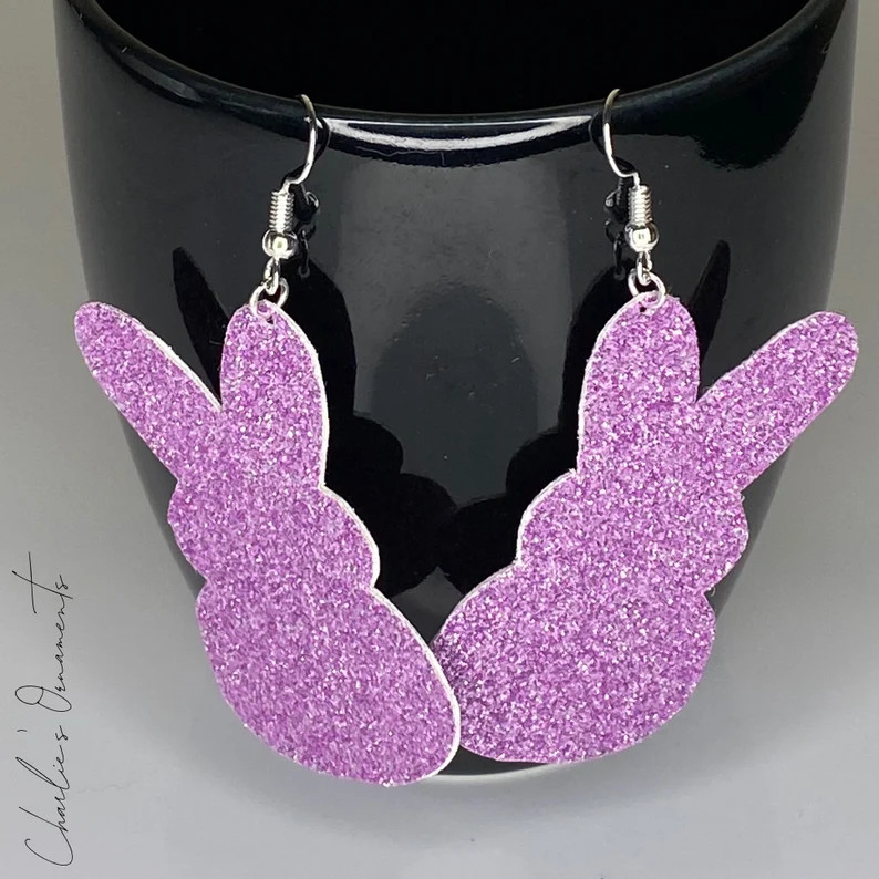 Glitter Peep Faux Leather Earrings - Etsy | Etsy (US)