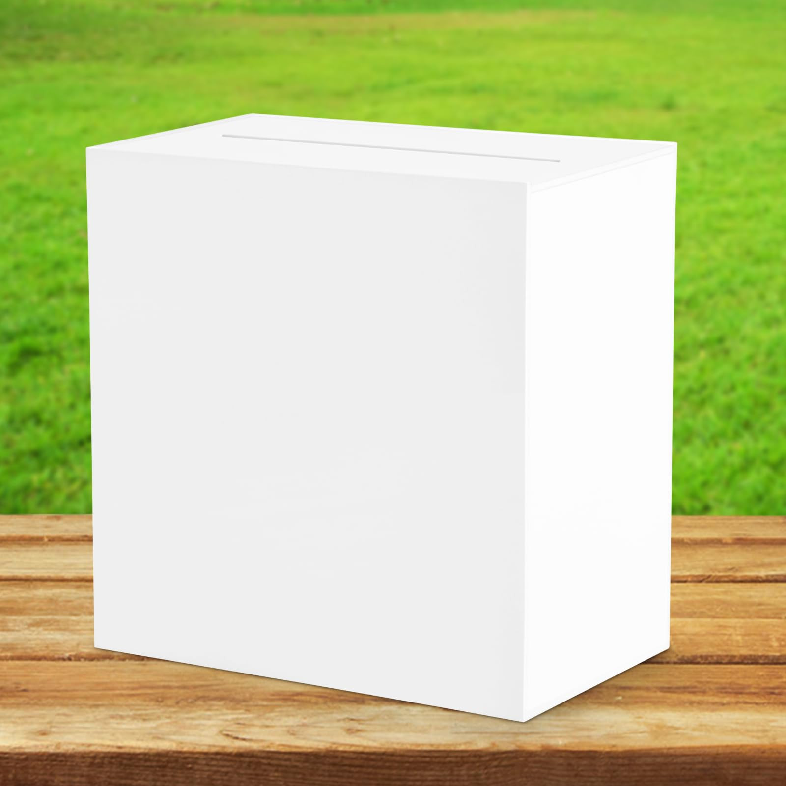White Acrylic Wedding Card Box Large DIY Card Boxes with 4 "Card" Text Stickers Gift Card Box Mon... | Amazon (US)