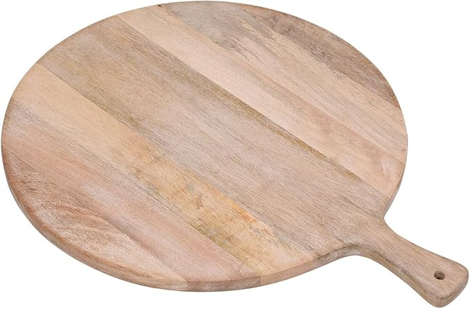 Wood Cutting Board 19in Handmade Round Serving & Chopping Board Paddle with Handle, Premium Home ... | Amazon (US)