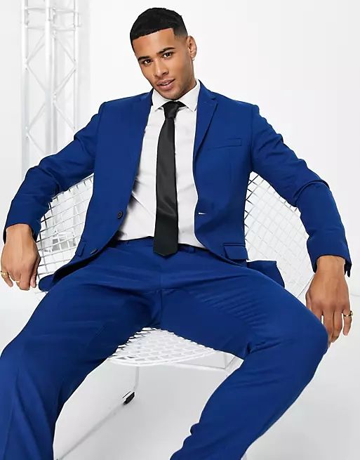New Look slim suit jacket in indigo | ASOS (Global)