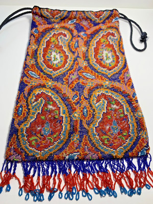 Vintage Paisly Beaded Drawstring Bag | eBay | eBay US