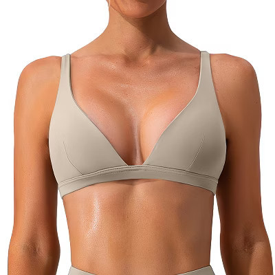 NPolar "Women’s Deep V-Neck Sports Bra with U-Shaped Back, Removable Pads, Strappy Open Back for Gym Yoga" Small White | Target