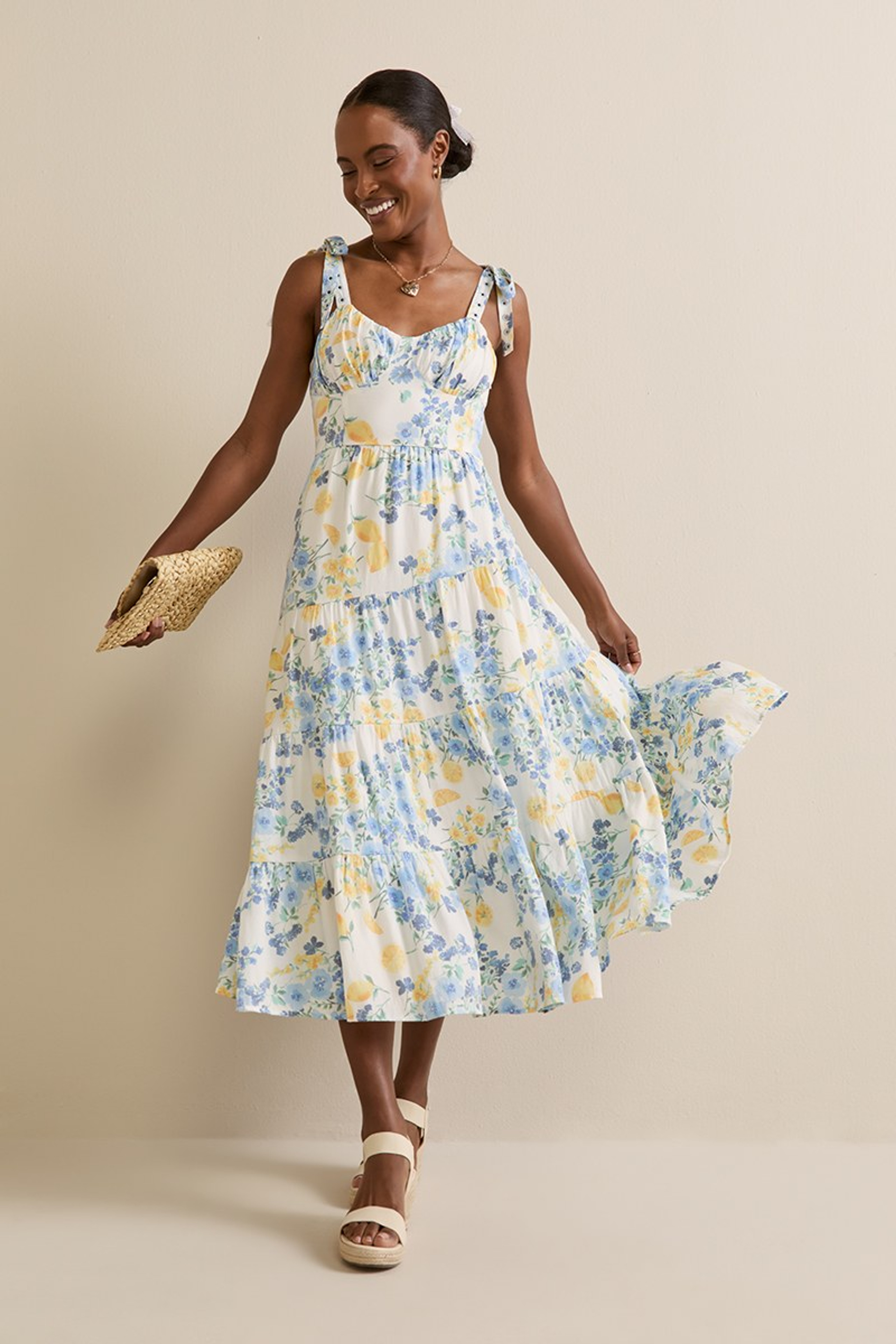Trisha Floral Tiered Midi Dress | Francesca's