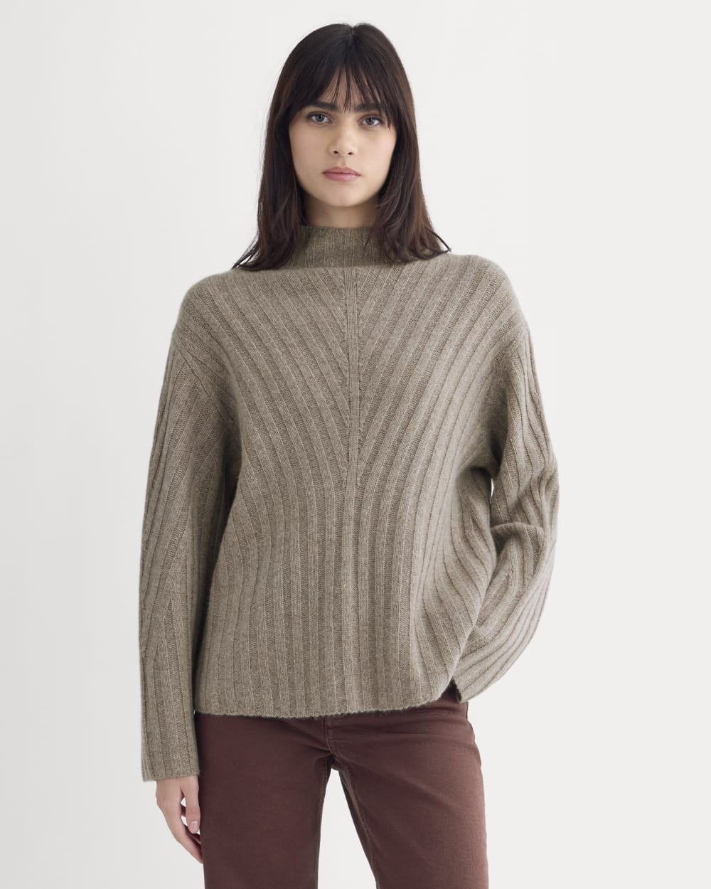 Funnel-Neck Sweater in Wool Cashmere | Light Heathered Taupe | Everlane