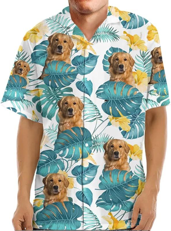 Custom Hawaiian Shirt with Faces, Floral Shirt Short Sleeve Button Down Beach Shirts, Custom Pet ... | Amazon (US)
