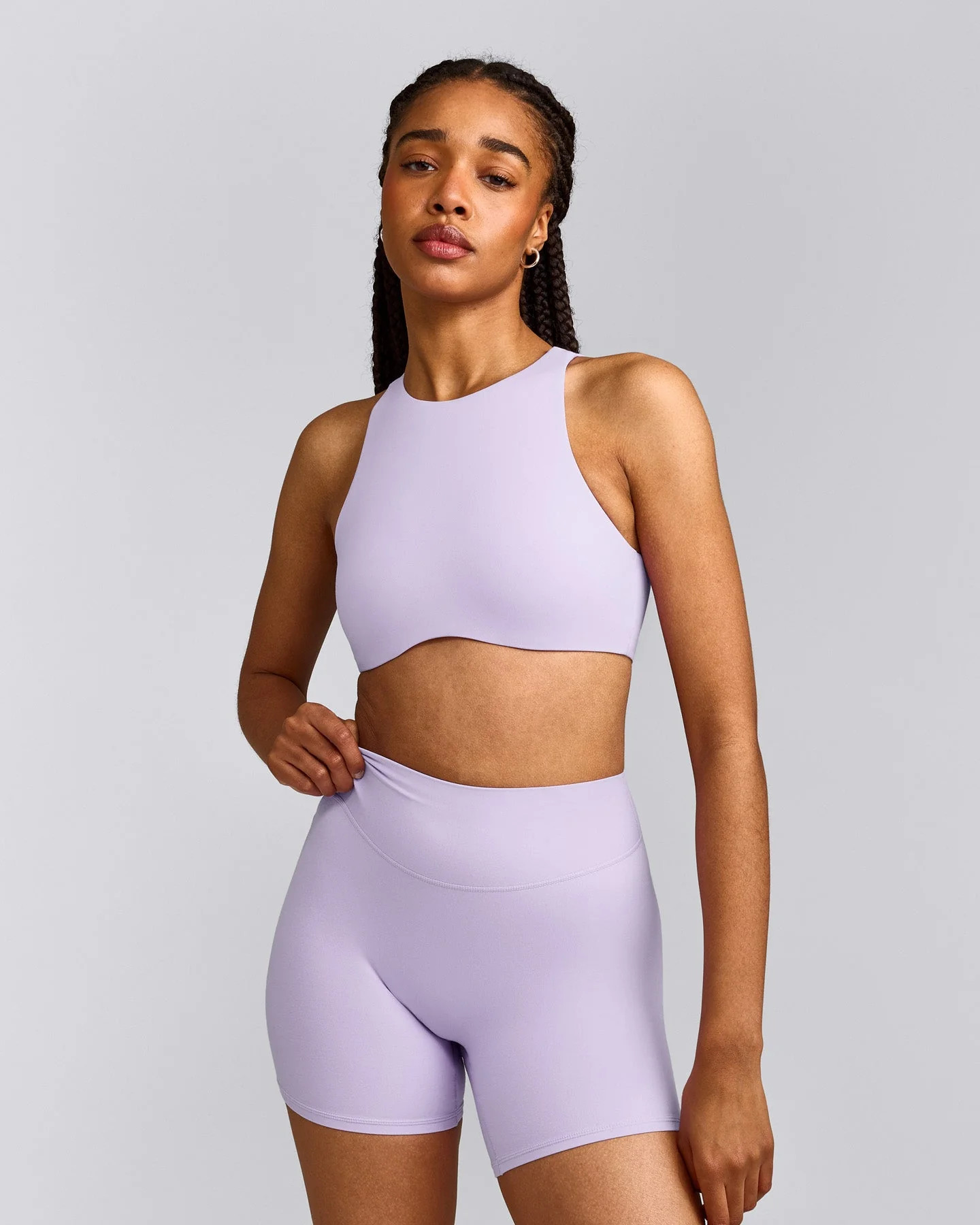 SoftMotion\u2122 High Neck Sports Bra with Gray Logo
Lavender Purple | Oner Active (UK / US)