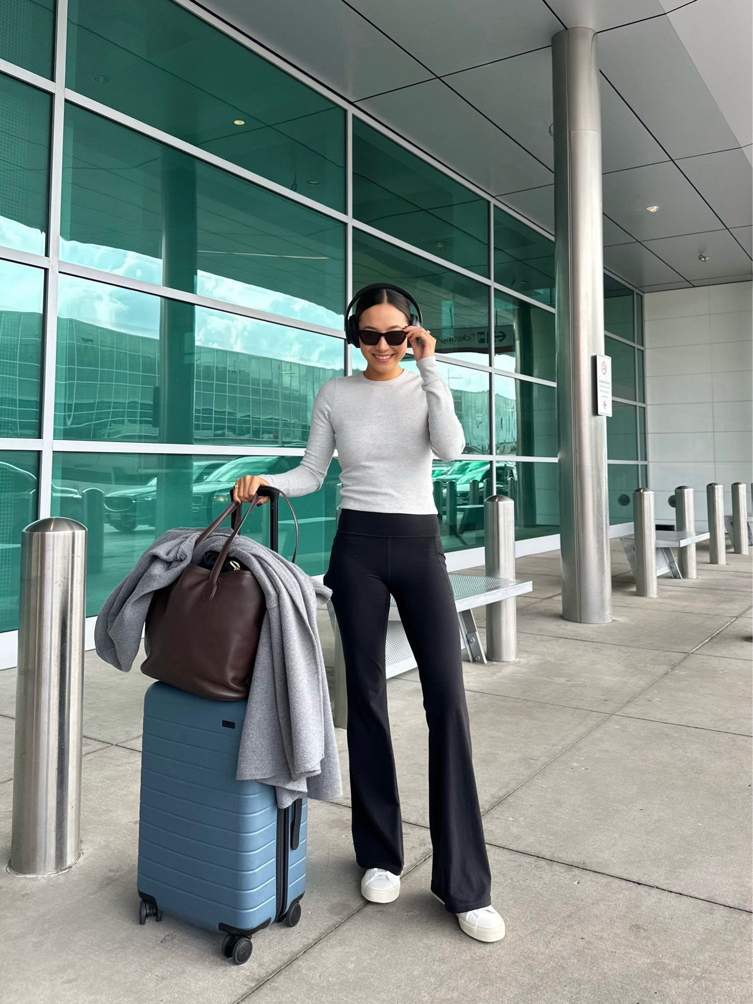 Simple travel outfit home!

Suitcase is the bigger carry on from Away - such a quality suitcase! 
Bose headphones - great for travel 


#LTKTravel