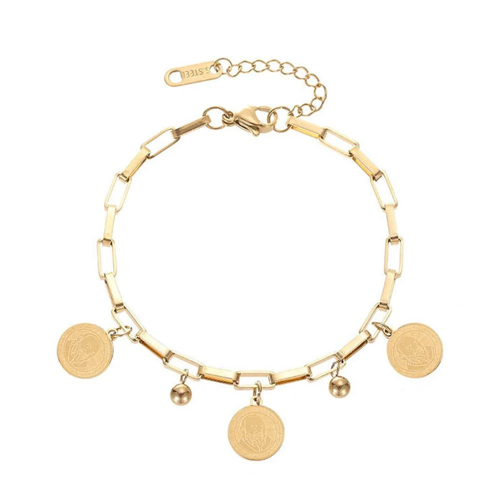 UOYOT Hip Hop Portrait Coin Bracelet Multi-Layer Chain Geometric Coin Bracele D Heat | Walmart (US)