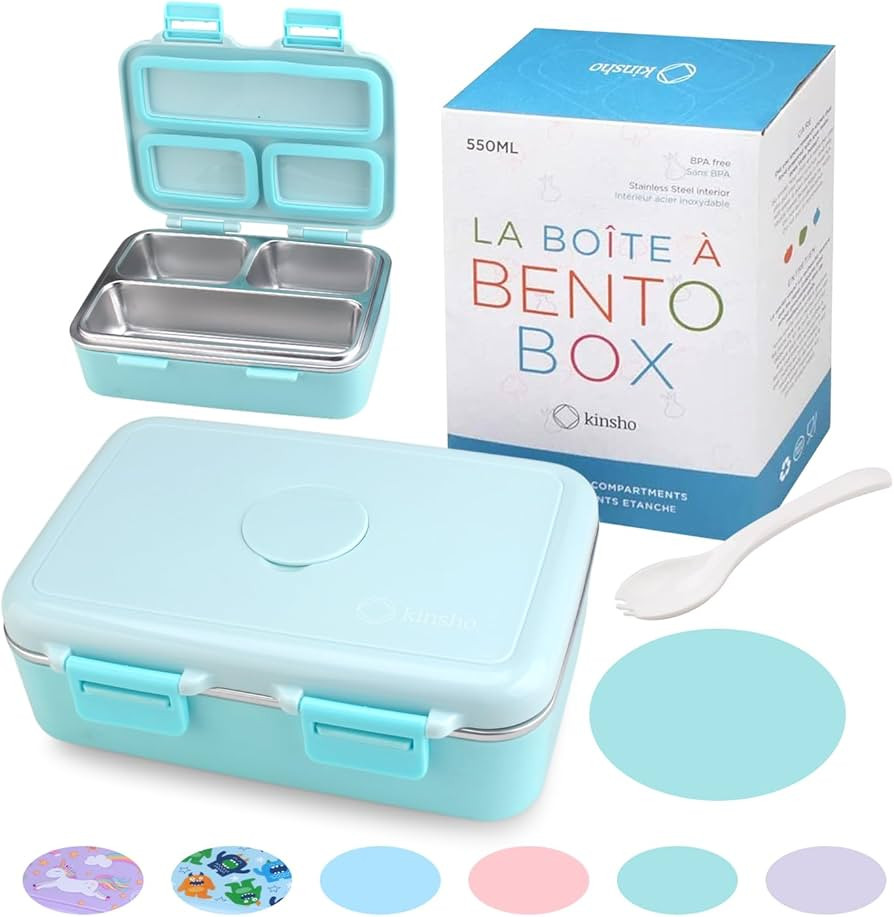 kinsho Stainless Steel Lunch Box for Baby or Toddlers Boys Girls, Insulated Mini Bento, 3 Eco Met... | Amazon (US)