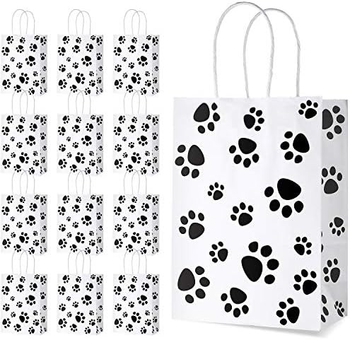 20 Pieces Puppy Dog Paw Print Treat Bags with Paper Twist Handles, Paper Paw Print Goodie Bags Do... | Amazon (US)