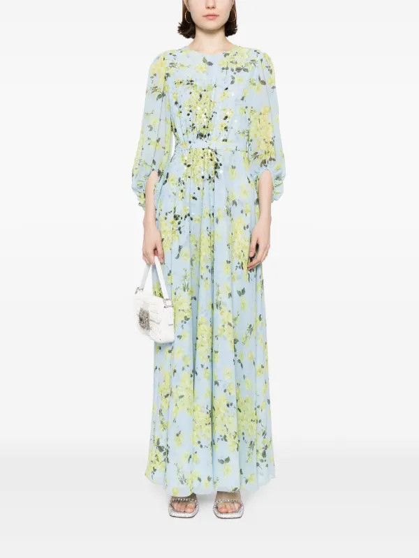 Sachin & Babi Bianca Chiffon Gown | Blue | FARFETCH | Farfetch Global