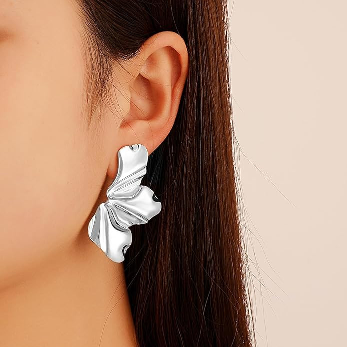 Gold Statement Flower Earrings for Women Large Geometric Dangle Earrings Flower Geometric Earring... | Amazon (US)