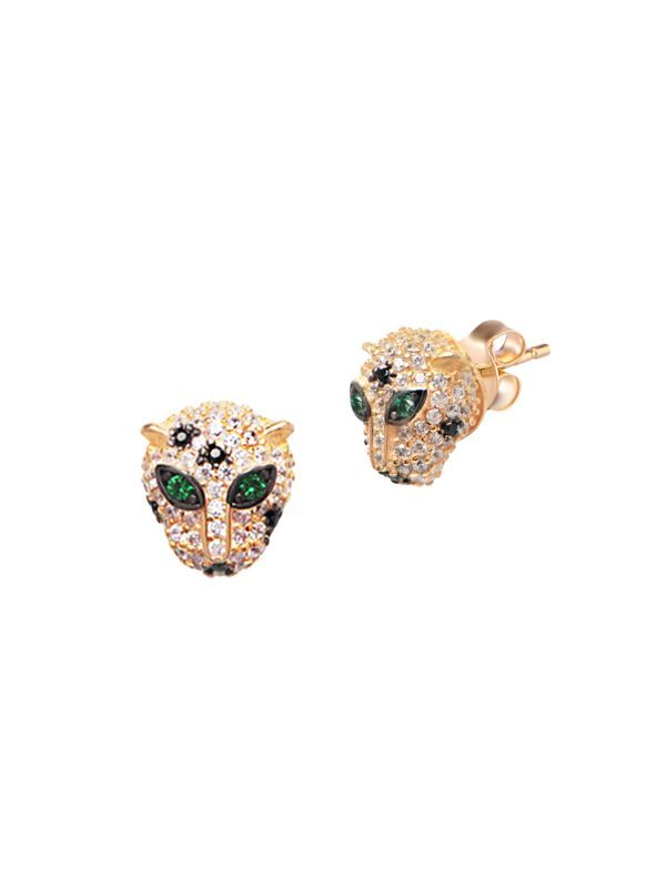 22K Goldplated & Cubic Zirconia Panther Stud Earrings | Saks Fifth Avenue OFF 5TH