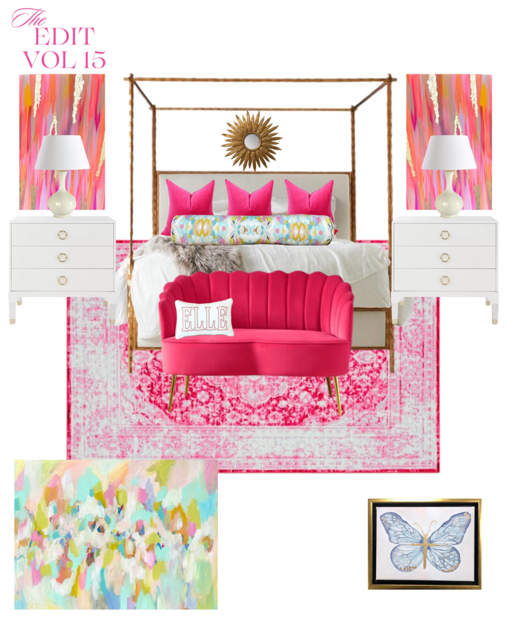 💕The Edit Vol. 15 is BRIGHT & ELECTRIC! ⚡️This happy, hot pink room is actually inspired by the presentation I created for a client’s new bedroom install! She already had this fabulous bed, but her room is otherwise a blank statement ready for all of the COLOR! (She said she wanted a rooms that POPS!)👏🏻
We started with our “Golden Hour” prints flanking either side of her bed, and then added in a beautiful pink rug, pink sofa, and kept it simple with white nightstands & lamps!! I love how our Spring Fever Pillow Collection really ties in the colors of the room!! 
✨Get inspired with your room today!! For these EXACT links to shop visit @mkdeckerdesigns on LTK (link in bio)
And check out our FULL Canvas Print & Pillow Collections NOW on Mkdeckerdesigns.com 

#LTKSummerSales 

#LTKFindsUnder100 #LTKHome