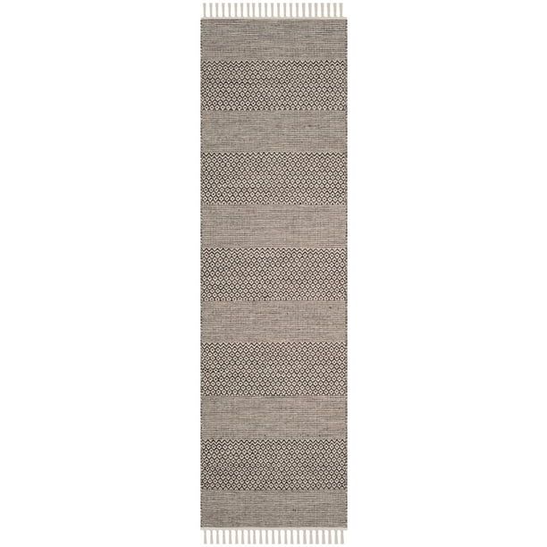 SAFAVIEH Montauk Karlene Geometric Striped Cotton Runner Rug, Ivory/Anthracite, 2'3" x 8' | Walmart (US)