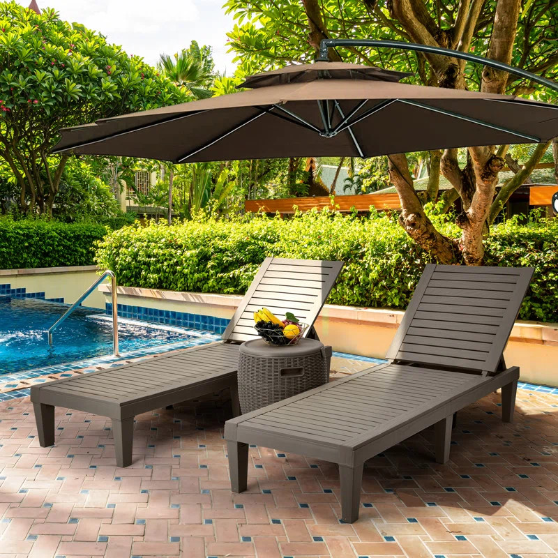 Alizay 74" Long Outdoor Resin Reclining Chaise Lounge | Wayfair North America
