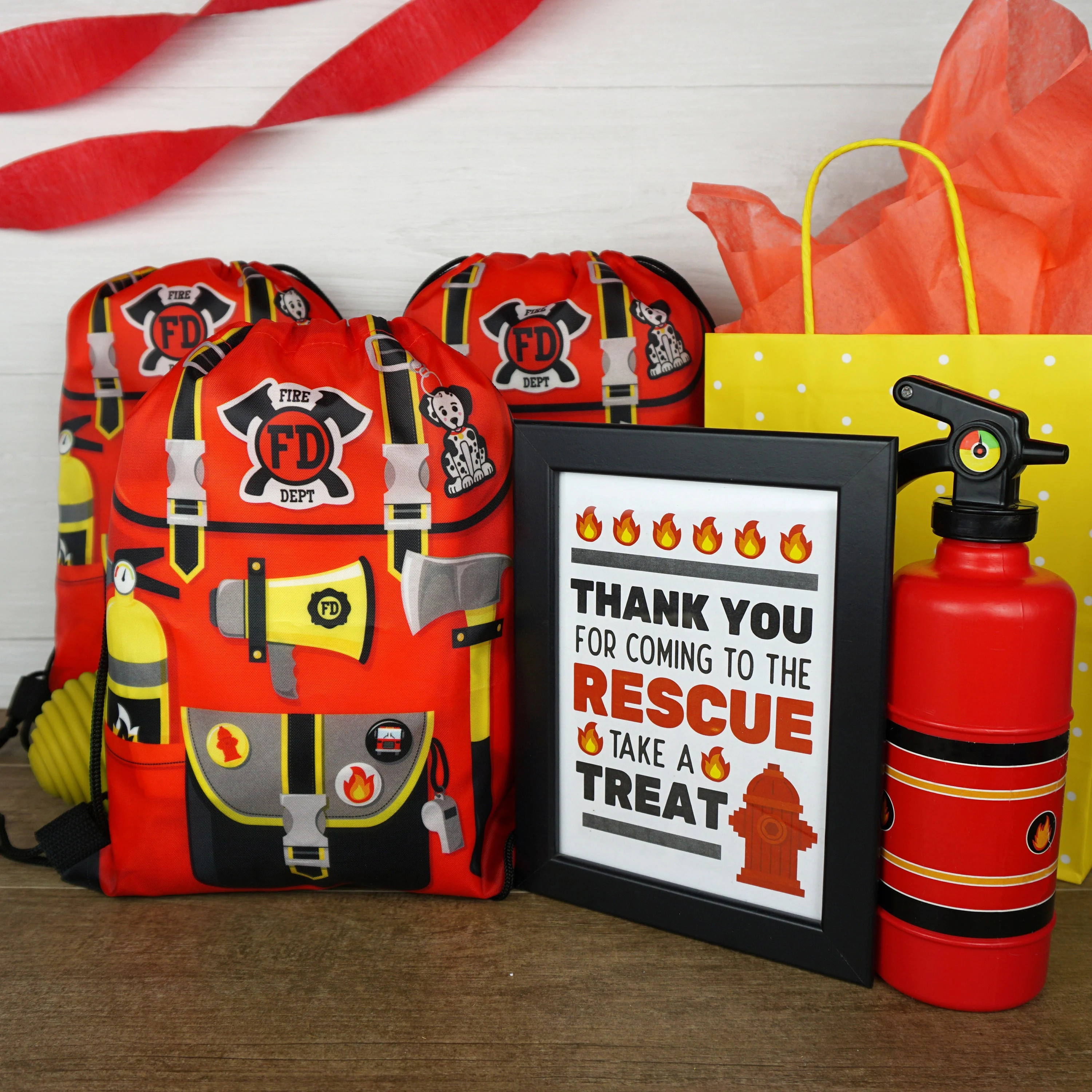 Fire Truck Party Favors Bags for Firetruck Birthday Decorations - Firetruck Goodie Bags for Fire Engine Party Favors at Firefighter Birthday | Etsy (Global)