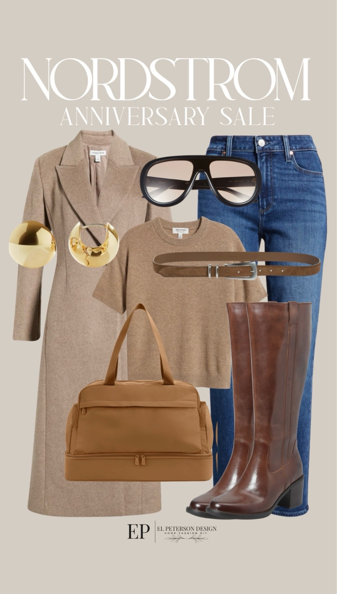 Nordstrom Anniversary Sale
Jeans
Jacket
Top
Knee boots
Sunglasses 
Purse
Earrings
Belt

#LTKSaleAlert