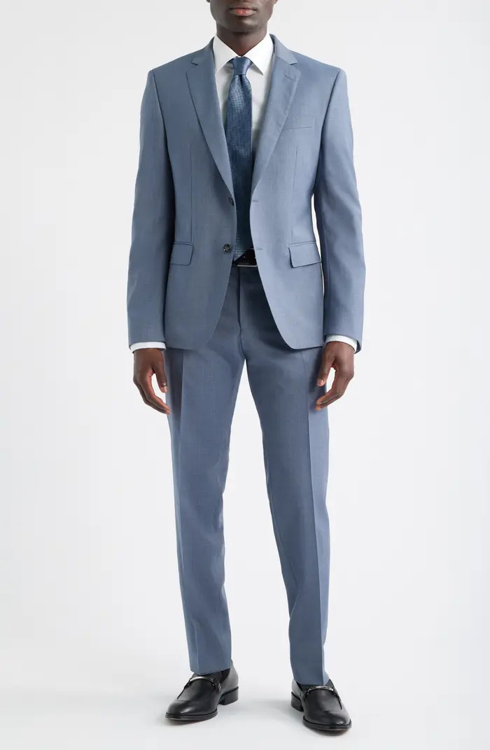 Huge Slim Fit Blue Microcheck Wool Suit | Nordstrom