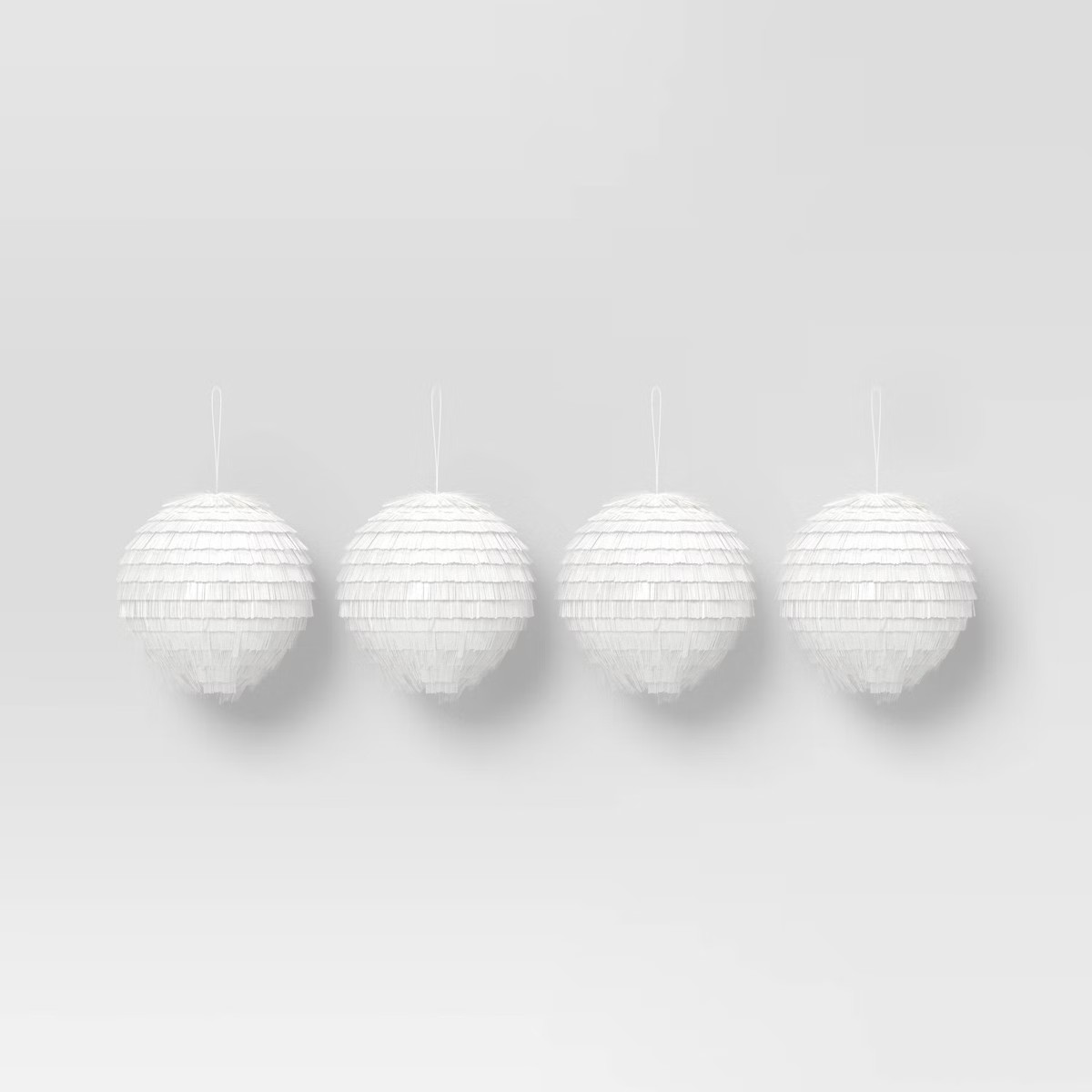 4ct 150mm Christmas Ornament Set White Fringe - Wondershop™ | Target