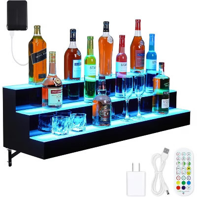 Coucheta 30 Inch LED Lighted Liquor Bottle Display Shelf, 3 Tier Acrylic Lighted Bar Shelves with Remote & App Control | Target