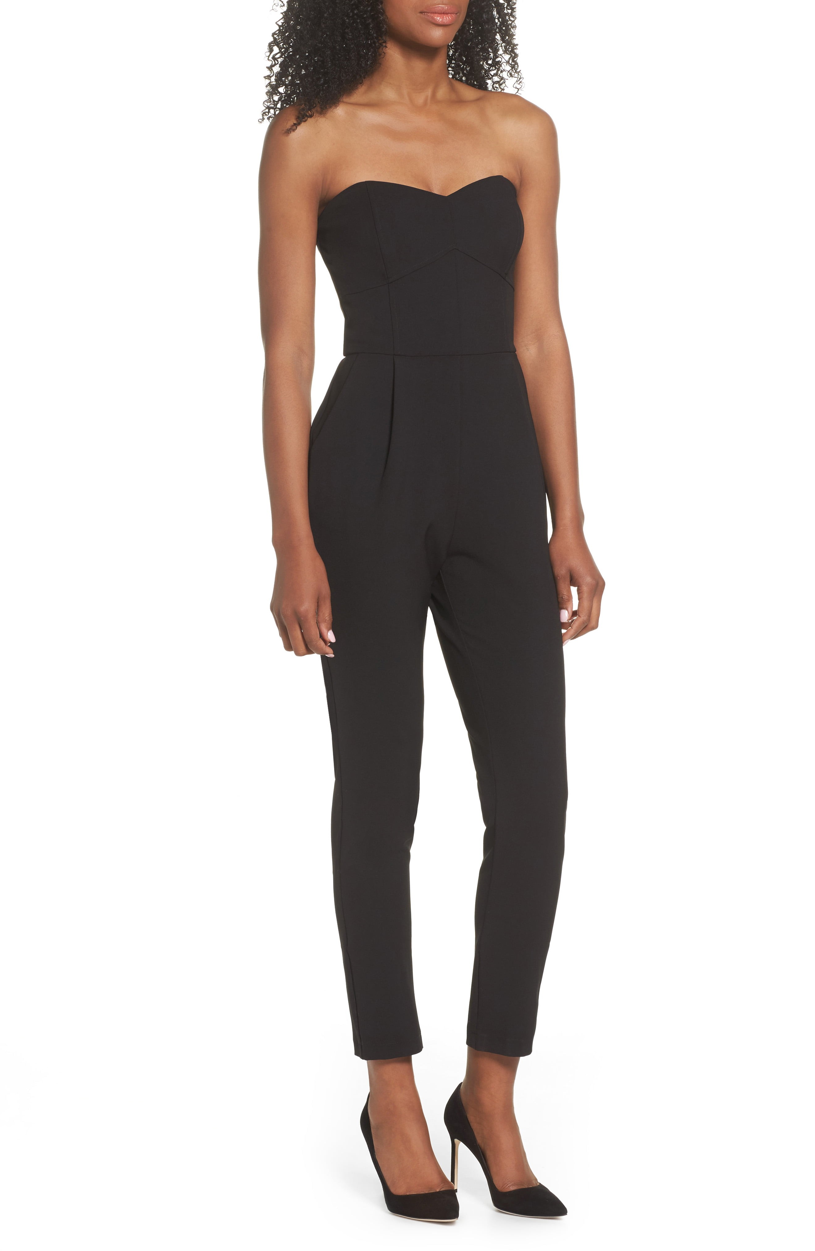 Women's Adelyn Rae Strapless Slim Leg Jumpsuit, Size Medium - Black | Nordstrom