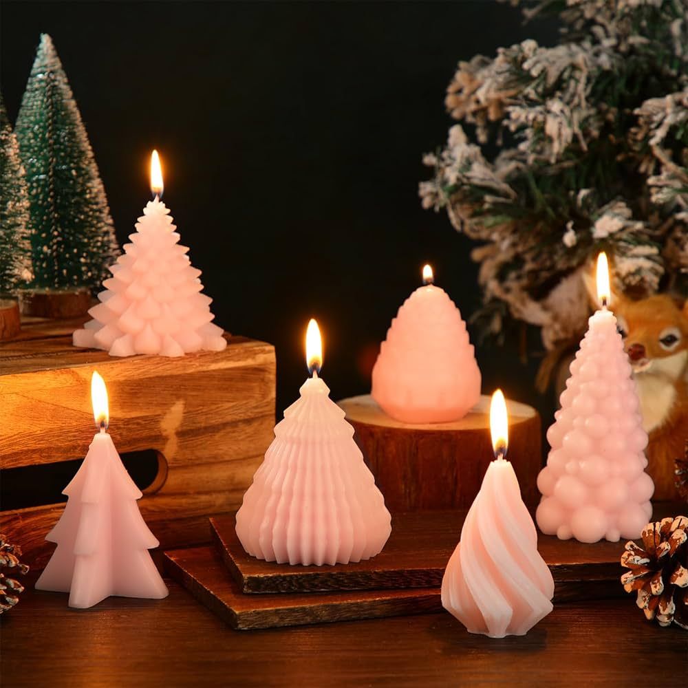 Mtlee 6 Pieces Christmas Soy Candles Scented Candles Winter Christmas Tree Cone Candles Home Deco... | Amazon (US)