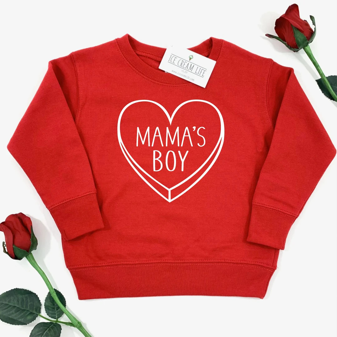 Mama's Boy Valentines Sweatshirt, Toddler Boy Valentine Sweater, Kids Valentine Shirts, Valentine... | Etsy (US)