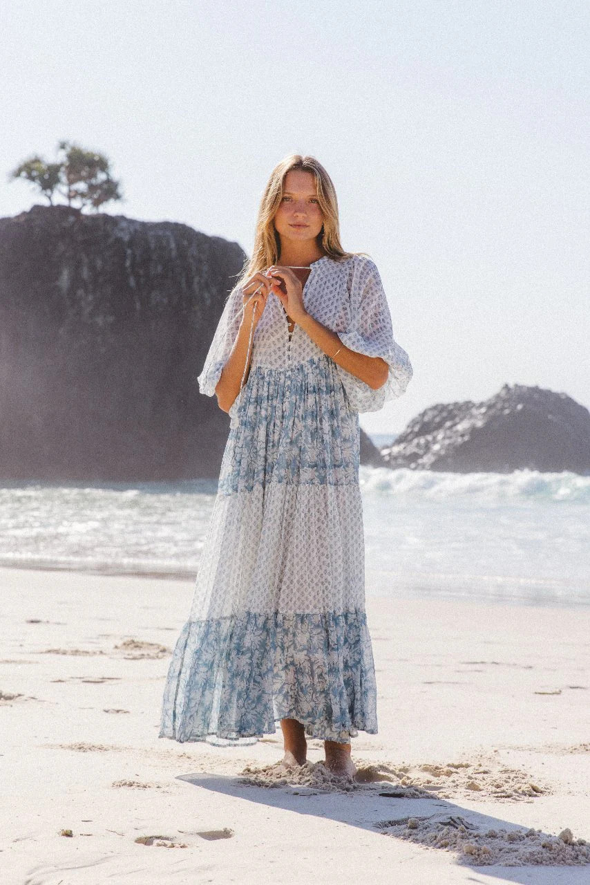 Nora Maxi Dress ~ Aquamarine | Daughters of India