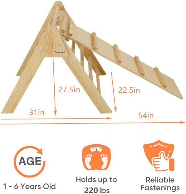 Avenlur Olive 3 in 1 Indoor Montessori Waldorf Style Foldable Triangle Climber Ladder and Slide -... | Amazon (US)