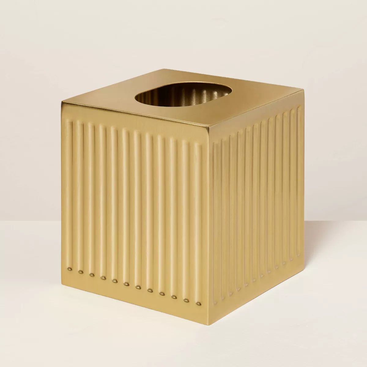 Fluted Brass Bathroom Tissue Box Cover Antique Finish - Hearth & Hand™ with Magnolia | Target