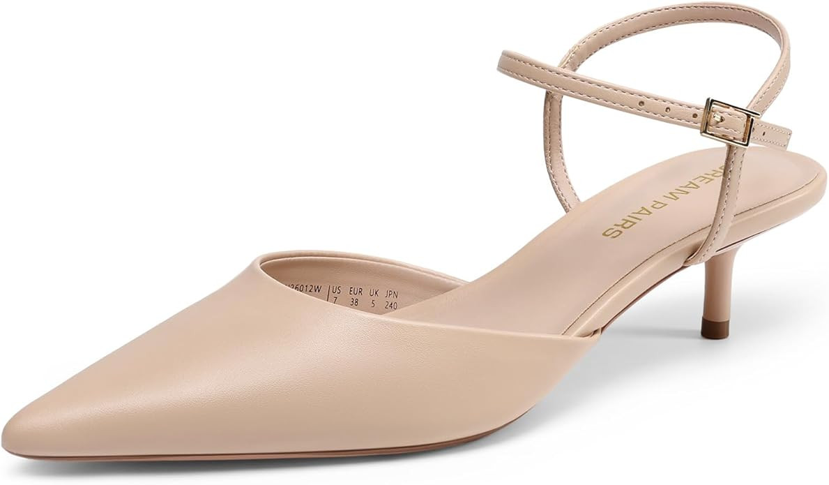 DREAM PAIRS Kitten Heels for Women Pointed Closed Toe Low Stiletto Pumps Comfortable Dress Weddin... | Amazon (US)