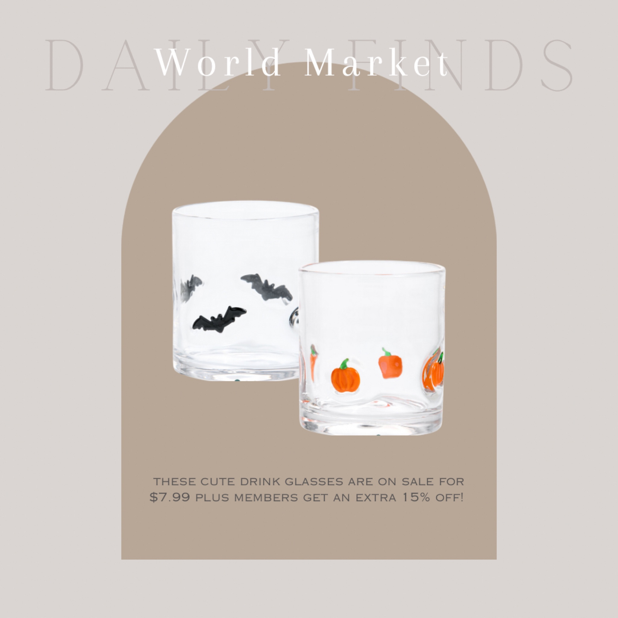 Juice glasses I sale for $7.99 plus members get an extra 15% off! 


Halloween cups, juice glass, drink cups, Halloween decor

#worldmarket 

#LTKSaleAlert #LTKSeasonal #LTKHome