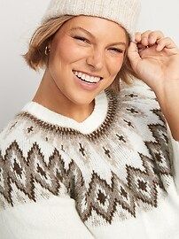 Fair Isle Cozy Shaker-Stitch Pullover Sweater for Women | Old Navy (US)