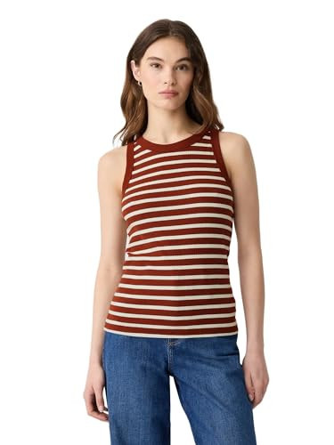 GAP Womens High Neck Tank Brown Stripe L | Amazon (US)